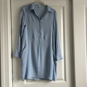 Jade Baby Blue Button Down Shirt Dress Sz XS Contemporary Minimalist